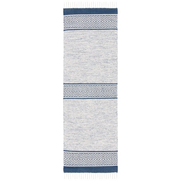 Dakota Fields Handmade Flatweave Cotton Ivory/Navy Rug & Reviews Wayfair